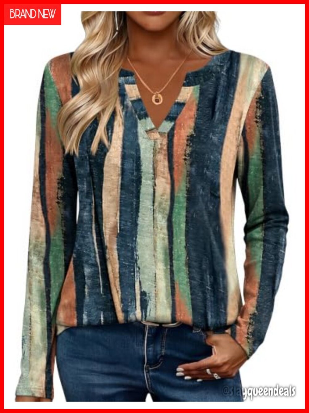 Women's Long Sleeve V-Neck Tunic Top Polyester Spandex Casual Dressy